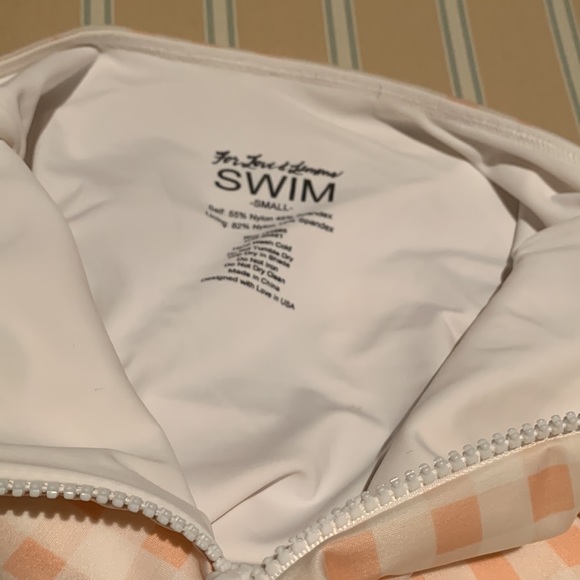 FOR LOVE & LEMONS ZIPPER FRONT SOFT PINK CHECK ONE PIECE SWIMSUIT SIZE SMALL - Picture 13 of 15